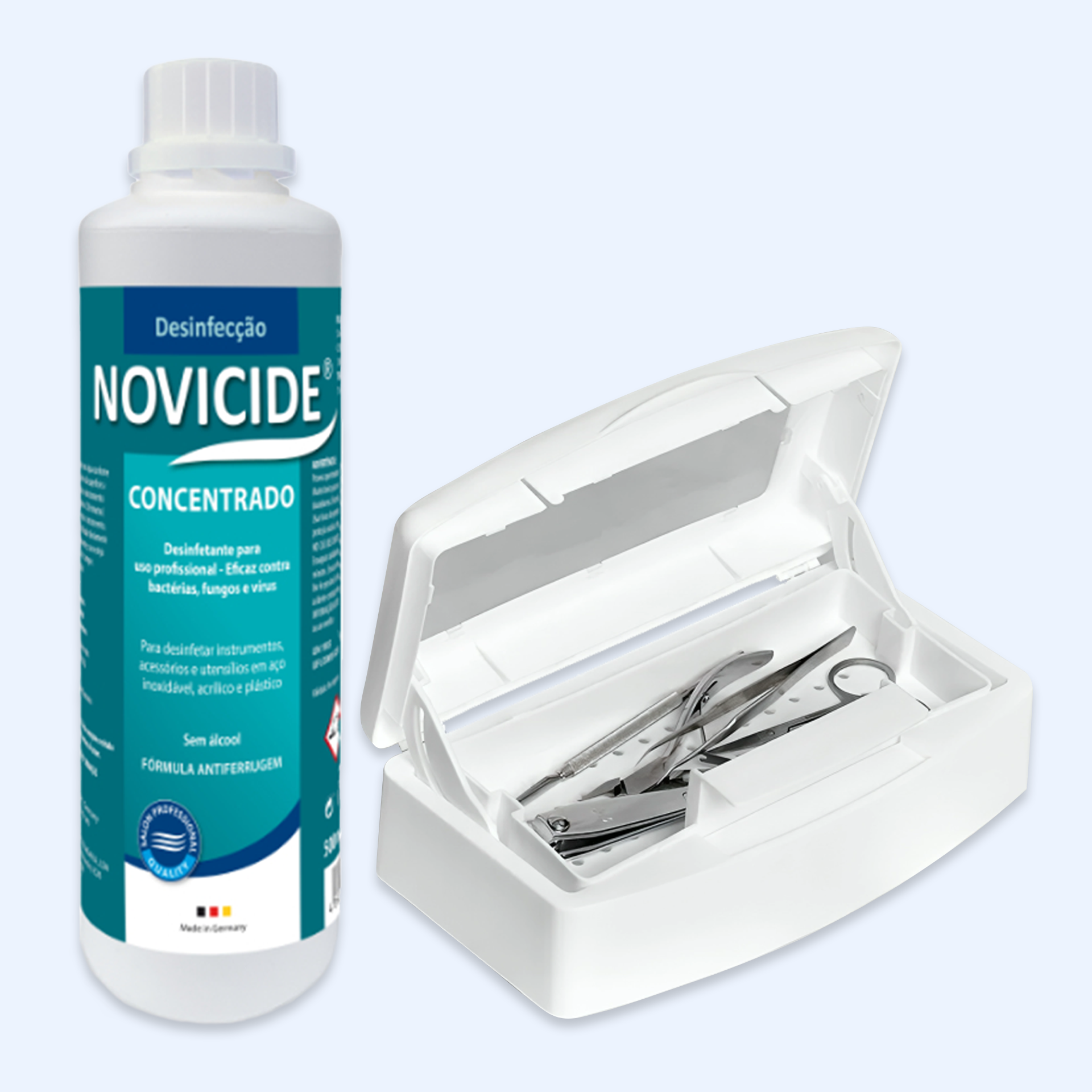 Kit Caixa de Desinfeção a Líquido + Concentrado Novicide 500ml